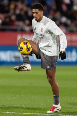 Girona, Spain - December 7, 2024: League match between Girona fc and Real Madrid played at Montilivi. Real Madrid wins. European champion. clipart