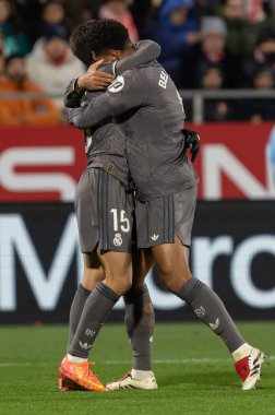 Girona, İspanya - 7 Aralık 2024: Girona Fc ile Real Madrid arasında oynanan lig maçı. Real Madrid kazandı. Avrupa şampiyonu.