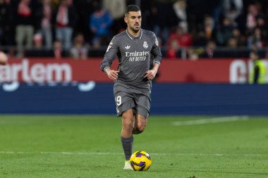 Girona, İspanya - 7 Aralık 2024: Girona Fc ile Real Madrid arasında oynanan lig maçı. Real Madrid kazandı. Avrupa şampiyonu.