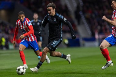 Madrid, İspanya - 11 Aralık 2024: Atletico de Madrid ile SK Slovamn Bratislava arasında oynanan Şampiyonlar Ligi maçı. SK Bratislava oyuncuları. Colchoneros kazandı.