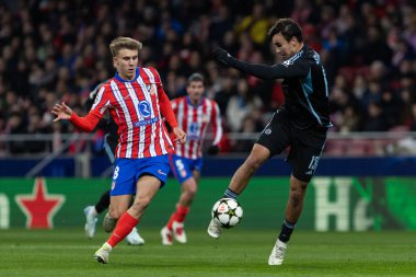 Madrid, İspanya - 11 Aralık 2024: Atletico de Madrid ile SK Slovamn Bratislava arasında oynanan Şampiyonlar Ligi maçı. Atletico de Madrid oyuncuları. Colchoneros kazandı.