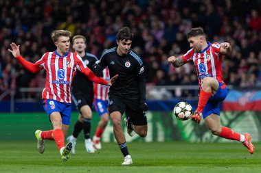 Madrid, İspanya - 11 Aralık 2024: Atletico de Madrid ile SK Slovamn Bratislava arasında oynanan Şampiyonlar Ligi maçı. Atletico de Madrid oyuncuları. Colchoneros kazandı.
