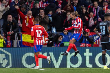 Madrid, İspanya - 11 Aralık 2024: Atletico de Madrid ile SK Slovamn Bratislava arasında oynanan Şampiyonlar Ligi maçı. Atletico de Madrid oyuncuları. Colchoneros kazandı.