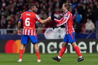 Madrid, İspanya - 11 Aralık 2024: Atletico de Madrid ile SK Slovamn Bratislava arasında oynanan Şampiyonlar Ligi maçı. Atletico de Madrid oyuncuları. Colchoneros kazandı.