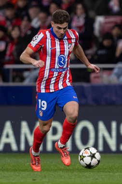 Madrid, İspanya - 11 Aralık 2024: Atletico de Madrid ile SK Slovamn Bratislava arasında oynanan Şampiyonlar Ligi maçı. Atletico de Madrid oyuncuları. Colchoneros kazandı.