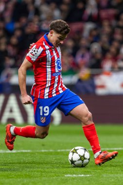 Madrid, İspanya - 11 Aralık 2024: Atletico de Madrid ile SK Slovamn Bratislava arasında oynanan Şampiyonlar Ligi maçı. Atletico de Madrid oyuncuları. Colchoneros kazandı.