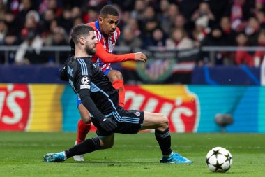 Madrid, İspanya - 11 Aralık 2024: Atletico de Madrid ile SK Slovamn Bratislava arasında oynanan Şampiyonlar Ligi maçı. Atletico de Madrid oyuncuları. Colchoneros kazandı.