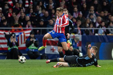 Madrid, İspanya - 11 Aralık 2024: Atletico de Madrid ile SK Slovamn Bratislava arasında oynanan Şampiyonlar Ligi maçı. Atletico de Madrid oyuncuları. Colchoneros kazandı.