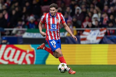 Madrid, İspanya - 11 Aralık 2024: Atletico de Madrid ile SK Slovamn Bratislava arasında oynanan Şampiyonlar Ligi maçı. Atletico de Madrid oyuncuları. Colchoneros kazandı.