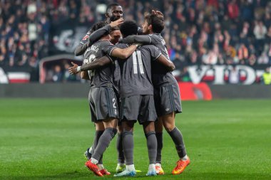 Madrid, İspanya - 14 Aralık 2024: Rayo Vallecano ile Real Madrid arasındaki lig maçı Vallecas mahallesinde oynandı. Futbolcular. Lig 2024, Lig 2025.