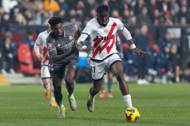 Madrid, İspanya - 14 Aralık 2024: Rayo Vallecano ile Real Madrid arasındaki lig maçı Vallecas mahallesinde oynandı. Futbolcular. Lig 2024, Lig 2025.