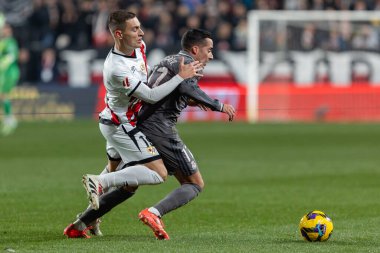 Madrid, İspanya - 14 Aralık 2024: Rayo Vallecano ile Real Madrid arasındaki lig maçı Vallecas mahallesinde oynandı. Futbolcular. Lig 2024, Lig 2025.
