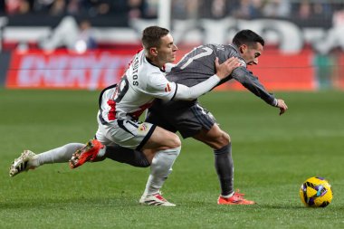 Madrid, İspanya - 14 Aralık 2024: Rayo Vallecano ile Real Madrid arasındaki lig maçı Vallecas mahallesinde oynandı. Futbolcular. Lig 2024, Lig 2025.