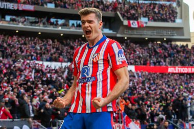 Madrid, İspanya - 15 Aralık 2024: Madrid 'de Atletico de Madrid ile Getafe Fc arasında oynanan lig maçı. Atletico de Madrid oyuncuları. Lig 2024, Lig 2025.