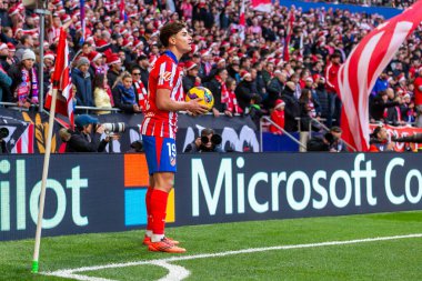 Madrid, İspanya - 15 Aralık 2024: Madrid 'de Atletico de Madrid ile Getafe Fc arasında oynanan lig maçı. Atletico de Madrid oyuncuları. Lig 2024, Lig 2025.