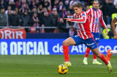 Madrid, İspanya - 15 Aralık 2024: Madrid 'de Atletico de Madrid ile Getafe Fc arasında oynanan lig maçı. Atletico de Madrid oyuncuları. Lig 2024, Lig 2025.