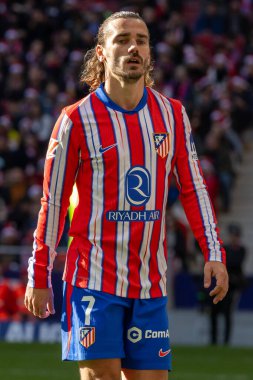 Madrid, İspanya - 15 Aralık 2024: Madrid 'de Atletico de Madrid ile Getafe Fc arasında oynanan lig maçı. Atletico de Madrid oyuncuları. Lig 2024, Lig 2025.