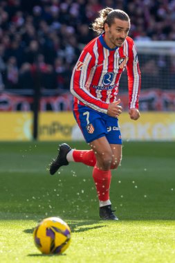 Madrid, İspanya - 15 Aralık 2024: Madrid 'de Atletico de Madrid ile Getafe Fc arasında oynanan lig maçı. Atletico de Madrid oyuncuları. Lig 2024, Lig 2025.