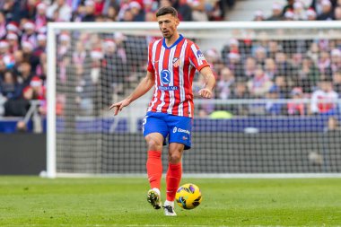 Madrid, İspanya - 15 Aralık 2024: Madrid 'de Atletico de Madrid ile Getafe Fc arasında oynanan lig maçı. Atletico de Madrid oyuncuları. Lig 2024, Lig 2025.