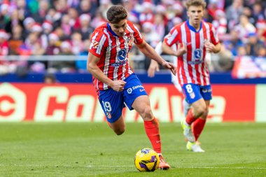 Madrid, İspanya - 15 Aralık 2024: Madrid 'de Atletico de Madrid ile Getafe Fc arasında oynanan lig maçı. Atletico de Madrid oyuncuları. Lig 2024, Lig 2025.