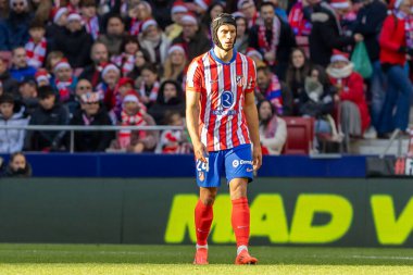 Madrid, İspanya - 15 Aralık 2024: Madrid 'de Atletico de Madrid ile Getafe Fc arasında oynanan lig maçı. Atletico de Madrid oyuncuları. Lig 2024, Lig 2025.