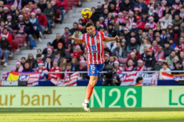 Madrid, İspanya - 15 Aralık 2024: Madrid 'de Atletico de Madrid ile Getafe Fc arasında oynanan lig maçı. Atletico de Madrid oyuncuları. Lig 2024, Lig 2025.