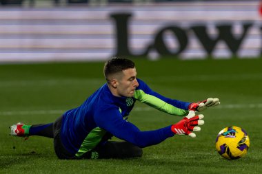 Madrid, İspanya - 18 Ocak 2025: Getafe FC ile Barselona FC arasında oynanan lig maçı. FC Barcelona 'nın oyuncuları. İspanya Süper Kupası Şampiyonu.