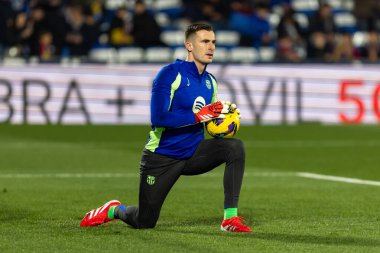 Madrid, İspanya - 18 Ocak 2025: Getafe FC ile Barselona FC arasında oynanan lig maçı. FC Barcelona 'nın oyuncuları. İspanya Süper Kupası Şampiyonu.