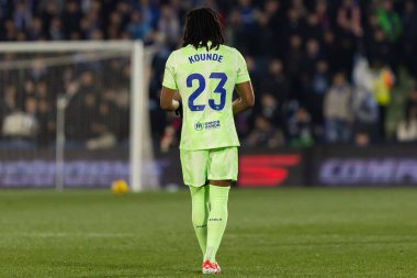 Madrid, İspanya - 18 Ocak 2025: Getafe FC ile Barselona FC arasında oynanan lig maçı. FC Barcelona 'nın oyuncuları. İspanya Süper Kupası Şampiyonu.