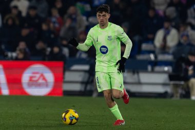 Madrid, İspanya - 18 Ocak 2025: Getafe FC ile Barselona FC arasında oynanan lig maçı. FC Barcelona 'nın oyuncuları. İspanya Süper Kupası Şampiyonu.