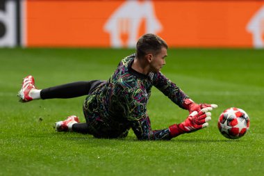 Madrid, İspanya - 21 Ocak 2025: Atletico de Madrid ile Bayer Leverkusen arasında oynanan Şampiyonlar Ligi maçı. Bayer Leverkusen oyuncuları