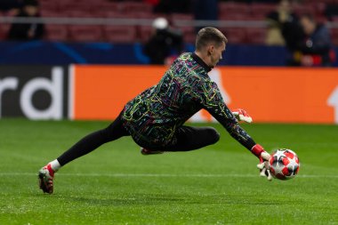 Madrid, İspanya - 21 Ocak 2025: Atletico de Madrid ile Bayer Leverkusen arasında oynanan Şampiyonlar Ligi maçı. Bayer Leverkusen oyuncuları
