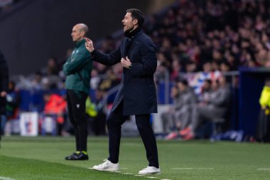 Madrid, İspanya - 21 Ocak 2025: Atletico de Madrid ile Bayer Leverkusen arasında oynanan Şampiyonlar Ligi maçı. Bayer Leverkusen oyuncuları