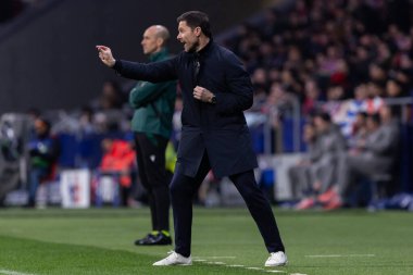 Madrid, İspanya - 21 Ocak 2025: Atletico de Madrid ile Bayer Leverkusen arasında oynanan Şampiyonlar Ligi maçı. Bayer Leverkusen oyuncuları