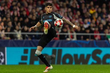 Madrid, İspanya - 21 Ocak 2025: Atletico de Madrid ile Bayer Leverkusen arasında oynanan Şampiyonlar Ligi maçı. Bayer Leverkusen oyuncuları