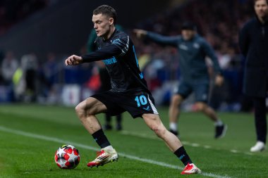 Madrid, İspanya - 21 Ocak 2025: Atletico de Madrid ile Bayer Leverkusen arasında oynanan Şampiyonlar Ligi maçı. Bayer Leverkusen oyuncuları