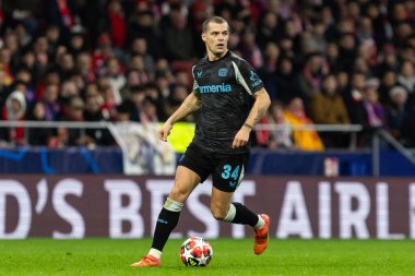 Madrid, İspanya - 21 Ocak 2025: Atletico de Madrid ile Bayer Leverkusen arasında oynanan Şampiyonlar Ligi maçı. Bayer Leverkusen oyuncuları