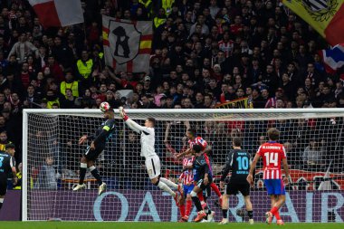 Madrid, İspanya - 21 Ocak 2025: Atletico de Madrid ile Bayer Leverkusen arasında oynanan Şampiyonlar Ligi maçı. Bayer Leverkusen oyuncuları