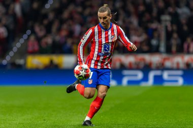 Madrid, İspanya - 21 Ocak 2025: Atletico de Madrid ile Bayer Leverkusen arasında oynanan Şampiyonlar Ligi maçı. Atletico de Madrid oyuncuları. Madrid takımının zaferi..