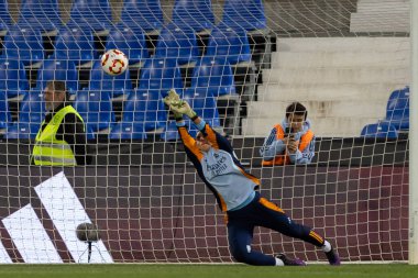 Madrid, İspanya - 23 Ocak 2025: FC Barcelona ile Atletico de Madrid arasında bayanlar Süper Kupa yarı finalleri. Gerçek Madrid oyuncuları. Kadın futbolu. Kız futbolu.