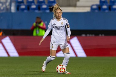 Madrid, İspanya - 23 Ocak 2025: FC Barcelona ile Atletico de Madrid arasında bayanlar Süper Kupa yarı finalleri. Gerçek Madrid oyuncuları. Kadın futbolu. Kız futbolu.