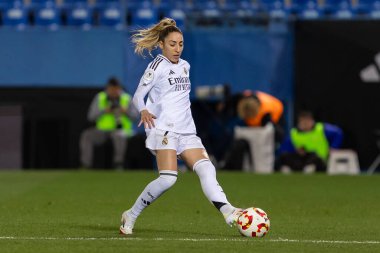 Madrid, İspanya - 23 Ocak 2025: FC Barcelona ile Atletico de Madrid arasında bayanlar Süper Kupa yarı finalleri. Gerçek Madrid oyuncuları. Kadın futbolu. Kız futbolu.