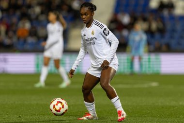 Madrid, İspanya - 23 Ocak 2025: FC Barcelona ile Atletico de Madrid arasında bayanlar Süper Kupa yarı finalleri. Gerçek Madrid oyuncuları. Kadın futbolu. Kız futbolu.