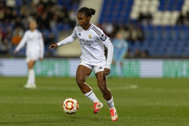 Madrid, İspanya - 23 Ocak 2025: FC Barcelona ile Atletico de Madrid arasında bayanlar Süper Kupa yarı finalleri. Gerçek Madrid oyuncuları. Kadın futbolu. Kız futbolu.