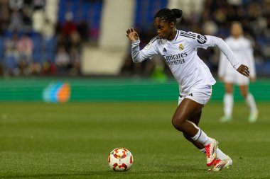 Madrid, İspanya - 23 Ocak 2025: FC Barcelona ile Atletico de Madrid arasında bayanlar Süper Kupa yarı finalleri. Gerçek Madrid oyuncuları. Kadın futbolu. Kız futbolu.