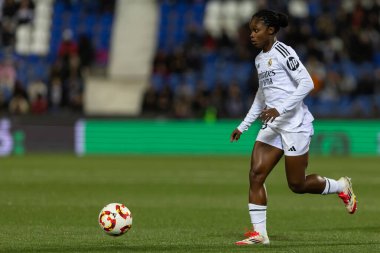 Madrid, İspanya - 23 Ocak 2025: FC Barcelona ile Atletico de Madrid arasında bayanlar Süper Kupa yarı finalleri. Gerçek Madrid oyuncuları. Kadın futbolu. Kız futbolu.