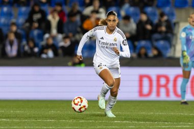 Madrid, İspanya - 23 Ocak 2025: FC Barcelona ile Atletico de Madrid arasında bayanlar Süper Kupa yarı finalleri. Gerçek Madrid oyuncuları. Kadın futbolu. Kız futbolu.