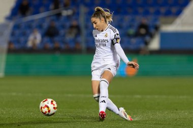 Madrid, İspanya - 23 Ocak 2025: FC Barcelona ile Atletico de Madrid arasında bayanlar Süper Kupa yarı finalleri. Gerçek Madrid oyuncuları. Kadın futbolu. Kız futbolu.