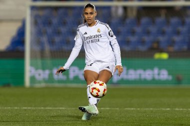 Madrid, İspanya - 23 Ocak 2025: FC Barcelona ile Atletico de Madrid arasında bayanlar Süper Kupa yarı finalleri. Gerçek Madrid oyuncuları. Kadın futbolu. Kız futbolu.