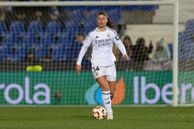 Madrid, İspanya - 23 Ocak 2025: FC Barcelona ile Atletico de Madrid arasında bayanlar Süper Kupa yarı finalleri. Gerçek Madrid oyuncuları. Kadın futbolu. Kız futbolu.